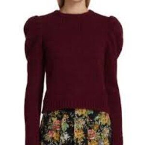 Derek Lam 10 Crosby Locken Puff Sleeve Sweater Maroon Extra Small